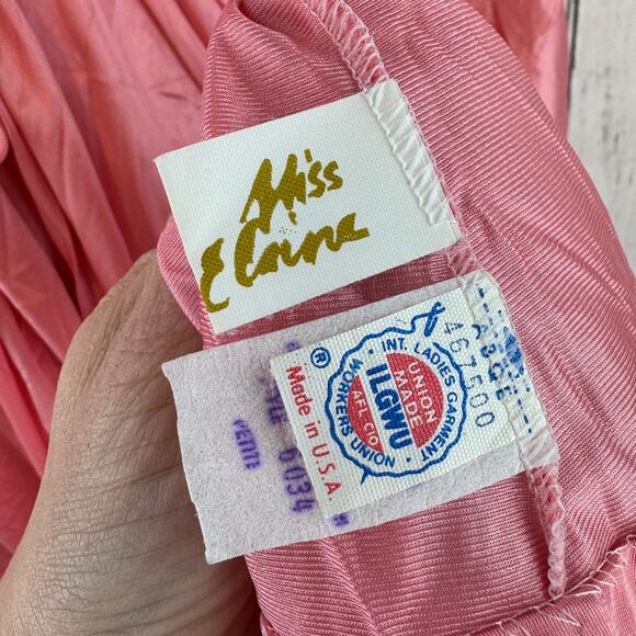 VTG 60’s Miss Elaine Coral Lace Trim Long Robe Nightgown Size Petite USA - Picture 3 of 16